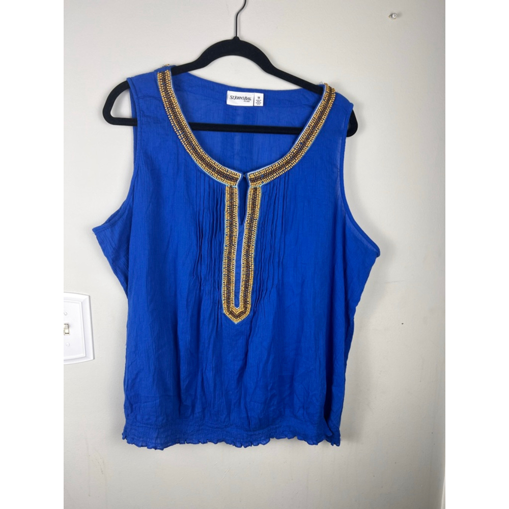 Women's St. John's Bay Blue Beaded Tank Top 1X